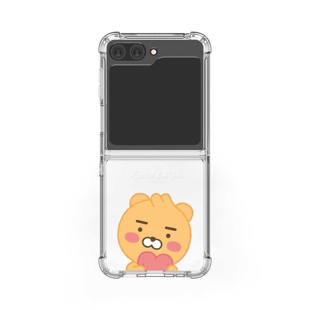 [S2B] LITTLE KAKAO FRIENDS Clear TPU+PC Bumper Case for Galaxy Z Flip6 – Dual Protection, Shock-Absorbing Corners, Side Loop Strap Hole, Precise Fit - Made in Korea